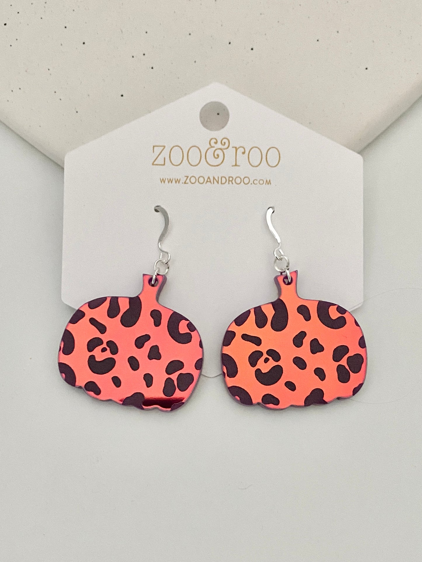 Leopard pumpkin iridescent earrings