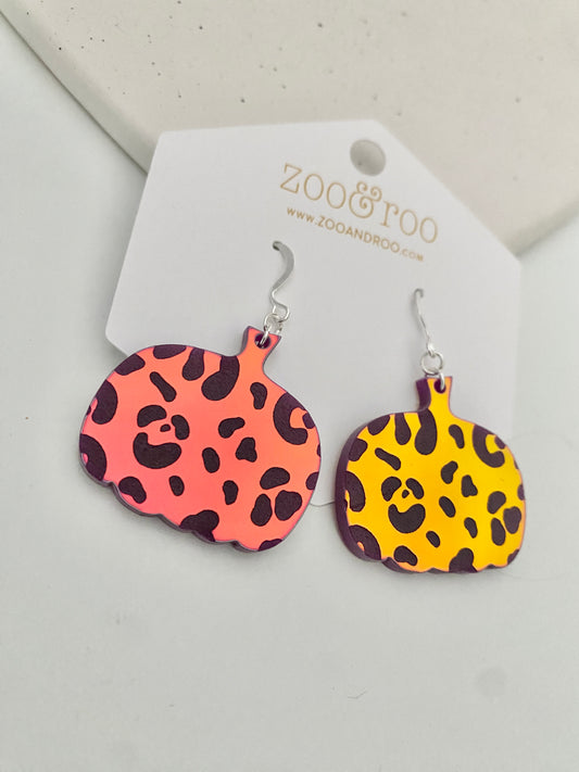 Leopard pumpkin iridescent earrings