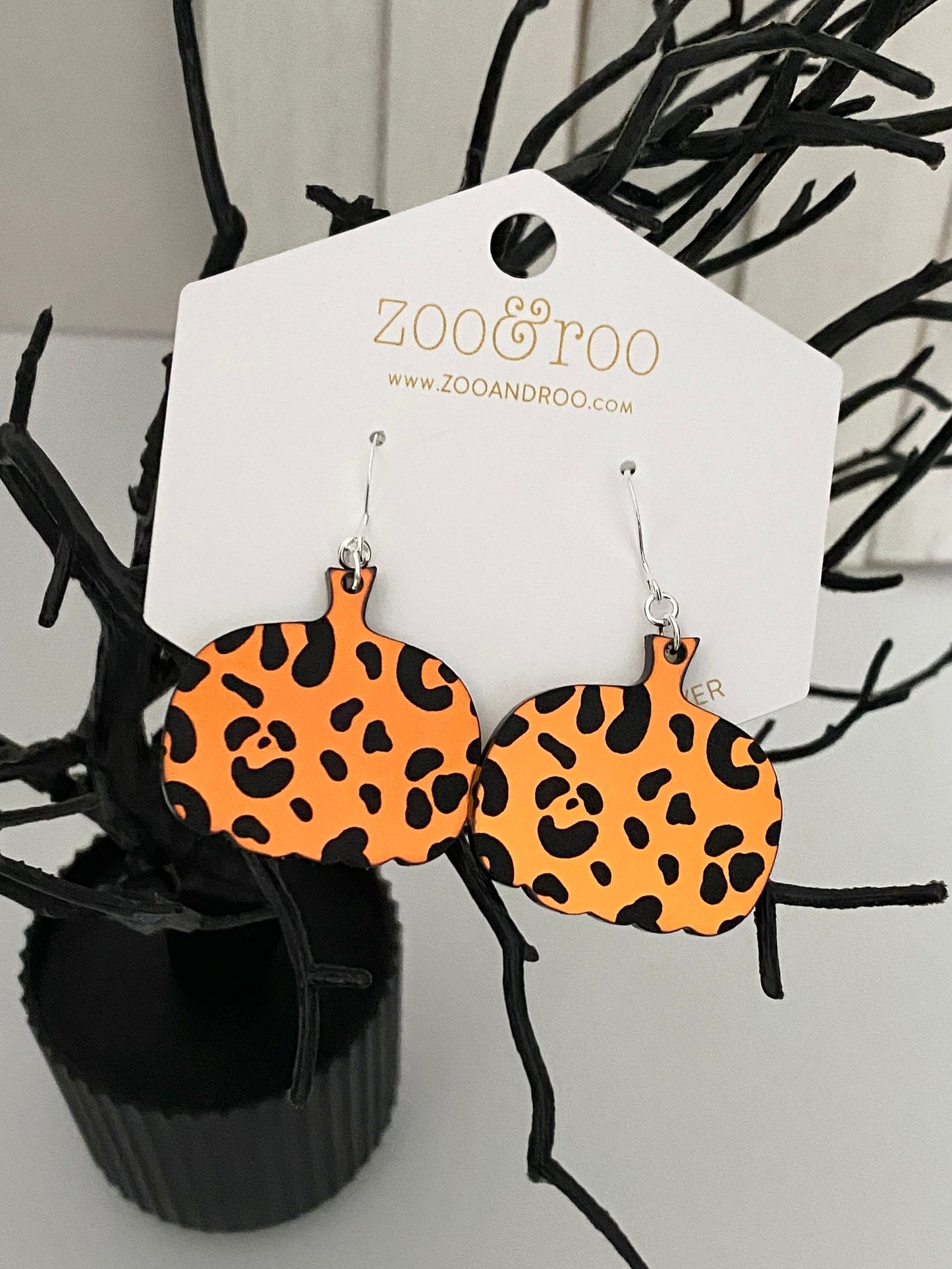 Leopard pumpkin iridescent earrings