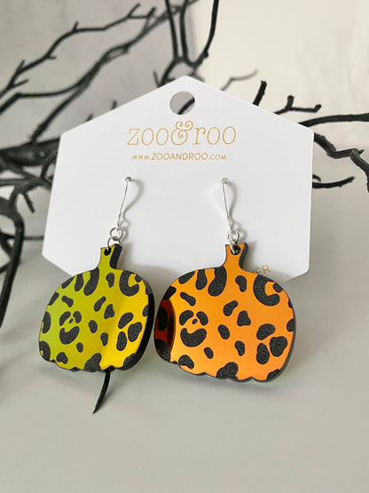 Leopard pumpkin iridescent earrings