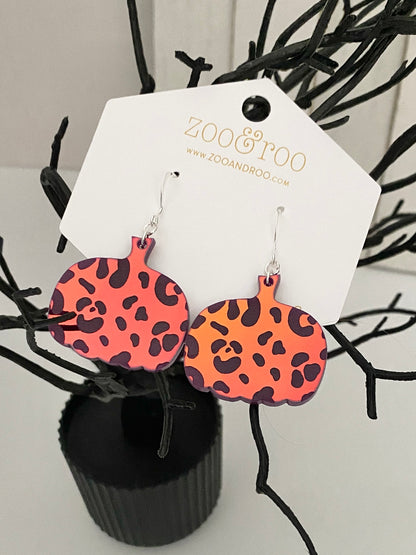 Leopard pumpkin iridescent earrings