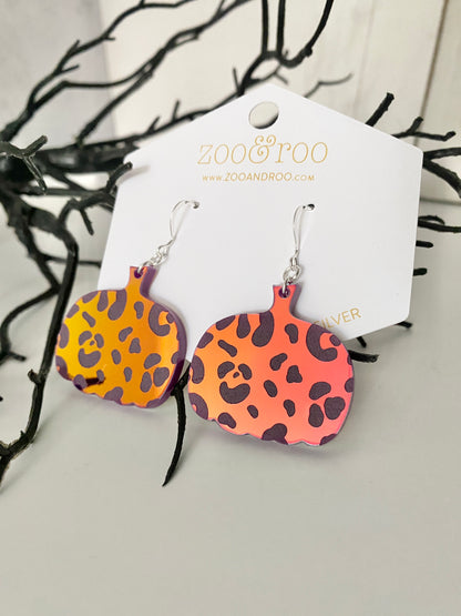 Leopard pumpkin iridescent earrings