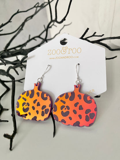 Leopard pumpkin iridescent earrings