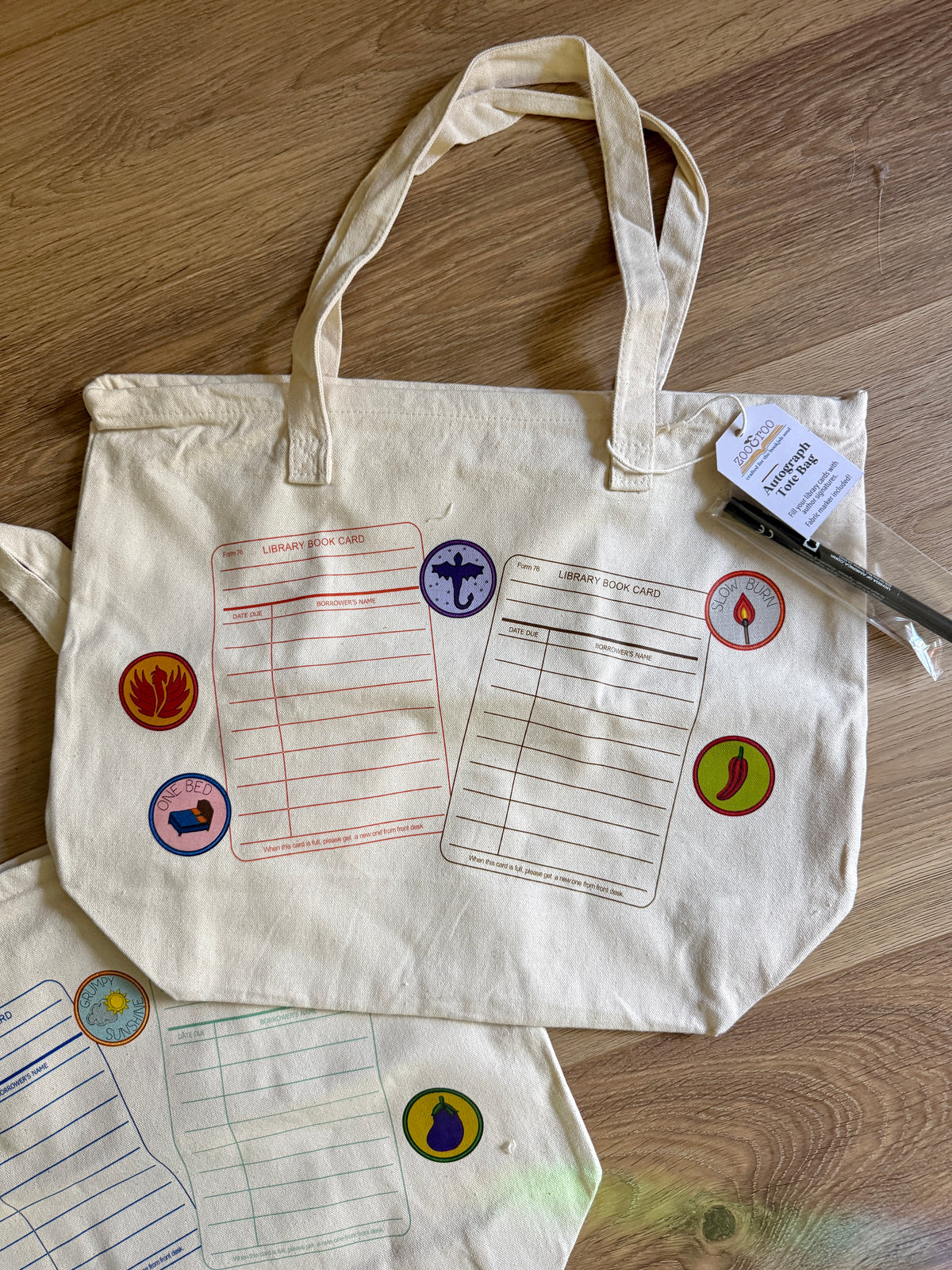 Library card tote bag