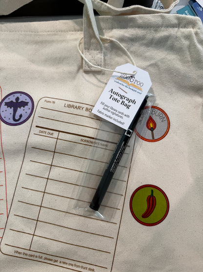 Library card tote bag