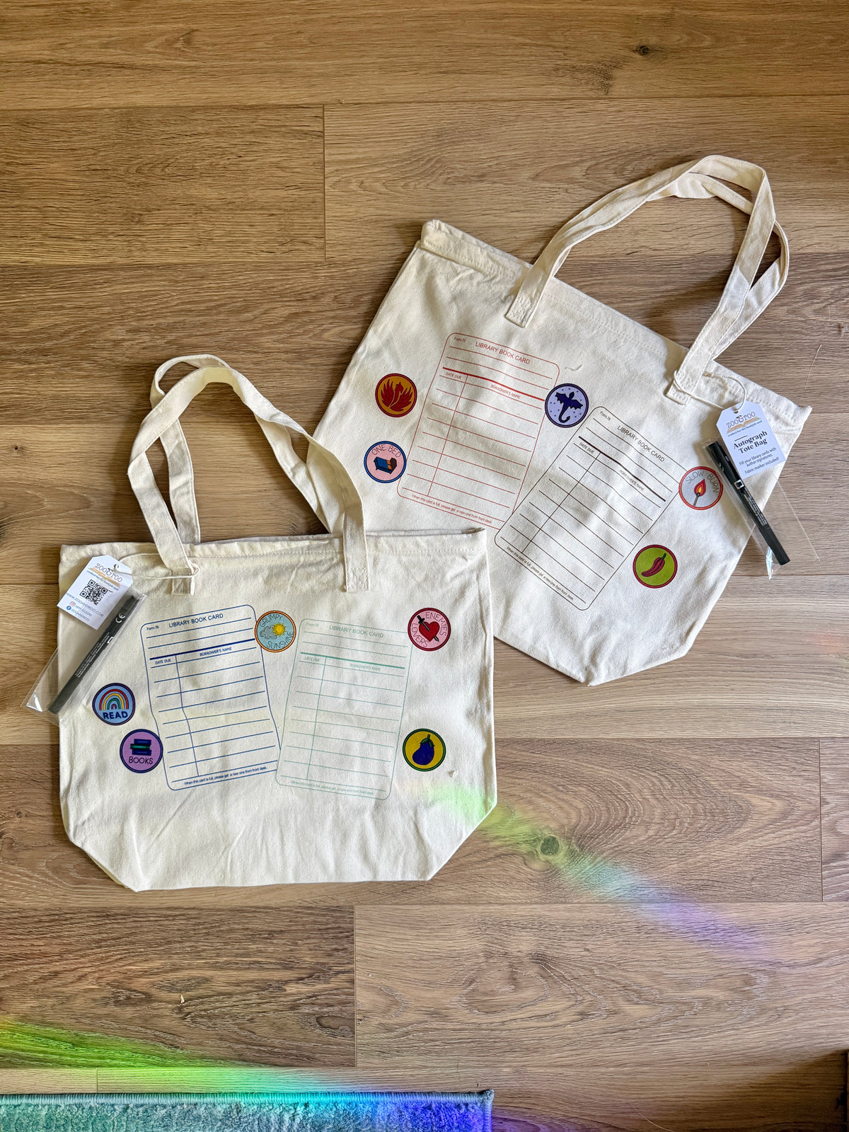 Library card tote bag
