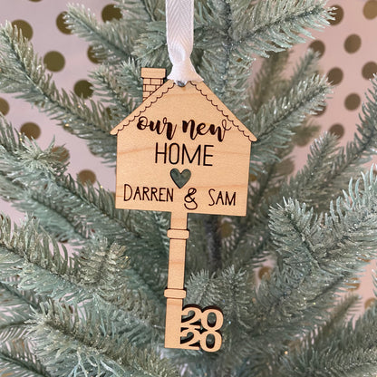 Personalized New Home Key Wood Ornament