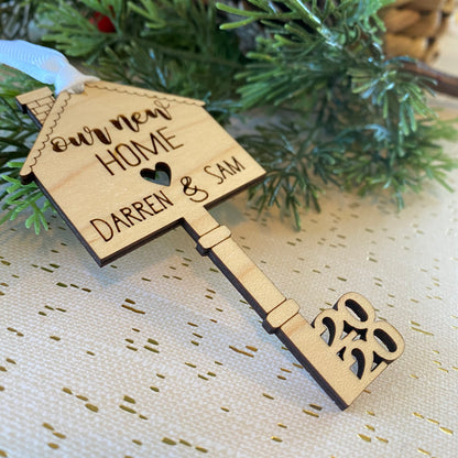 Personalized New Home Key Wood Ornament