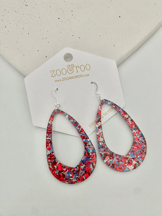 Patriotic Glitter Olivia Teardrop Earrings