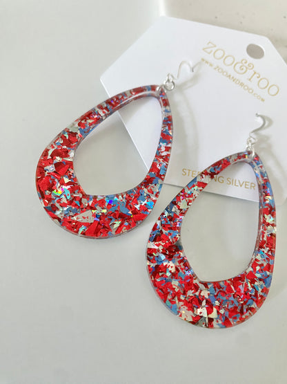 Patriotic Glitter Olivia Teardrop Earrings