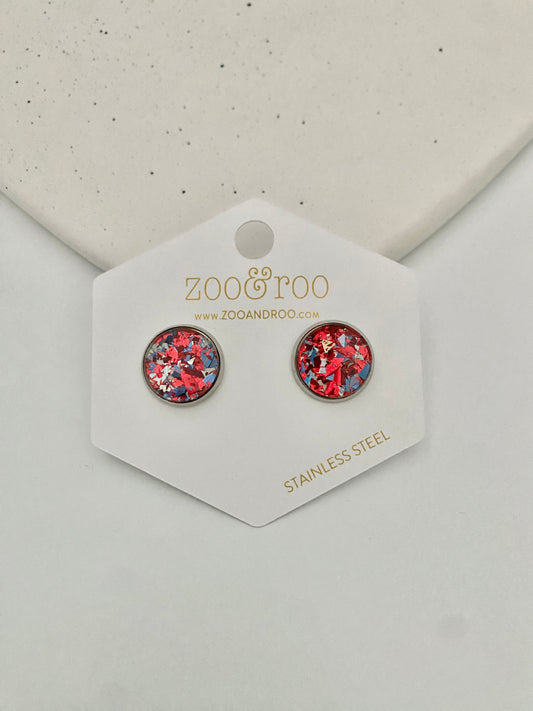 Patriotic Glitter Party Studs