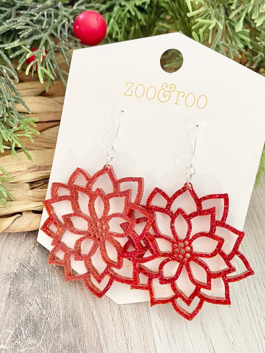 Poinsettia earrings