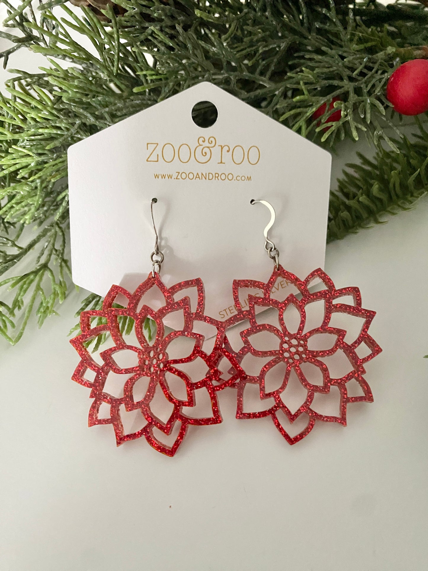 Poinsettia earrings