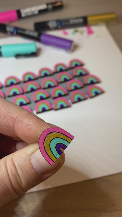 Handpainted Rainbow Studs