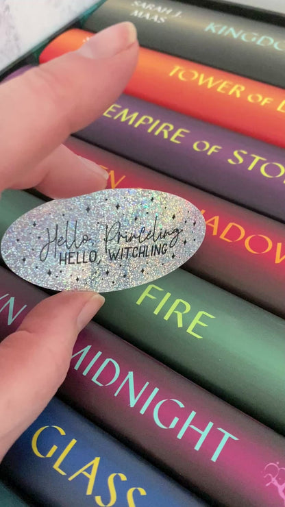 Hello Princeling/Witchling holographic glitter sticker