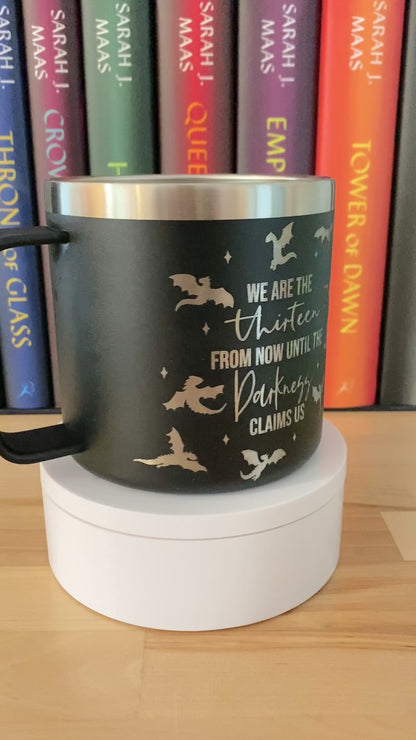 The Thirteen engraved mugs