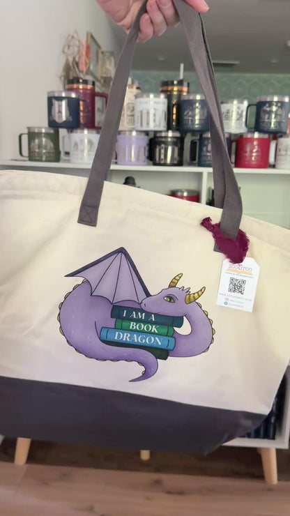 Book dragon tote bag