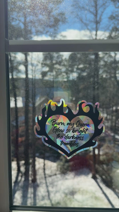 Flaming heart suncatcher decal - The Kindred's Curse Saga