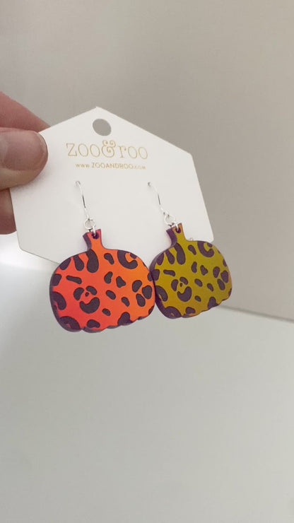 Leopard pumpkin iridescent earrings