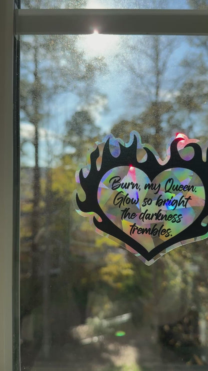 Flaming heart suncatcher decal - The Kindred's Curse Saga