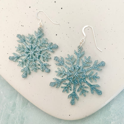 Snowflake Glitter Acrylic Earrings