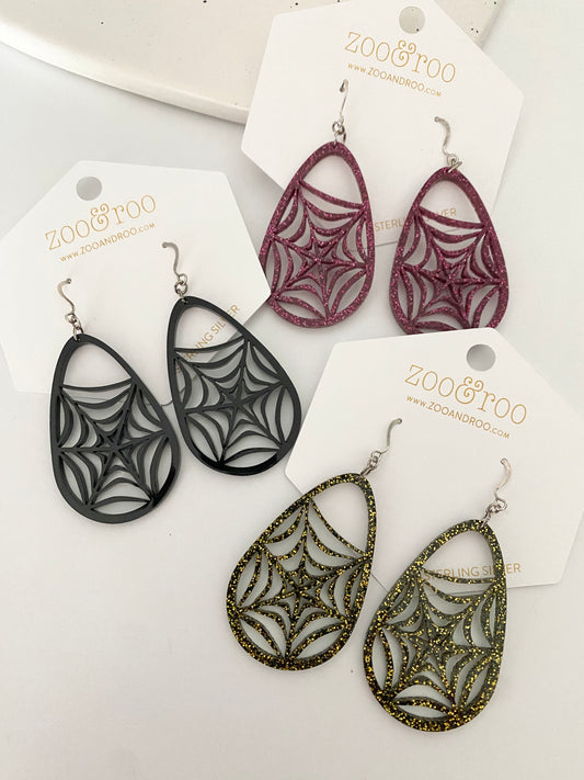 Spiderweb teardrop earrings