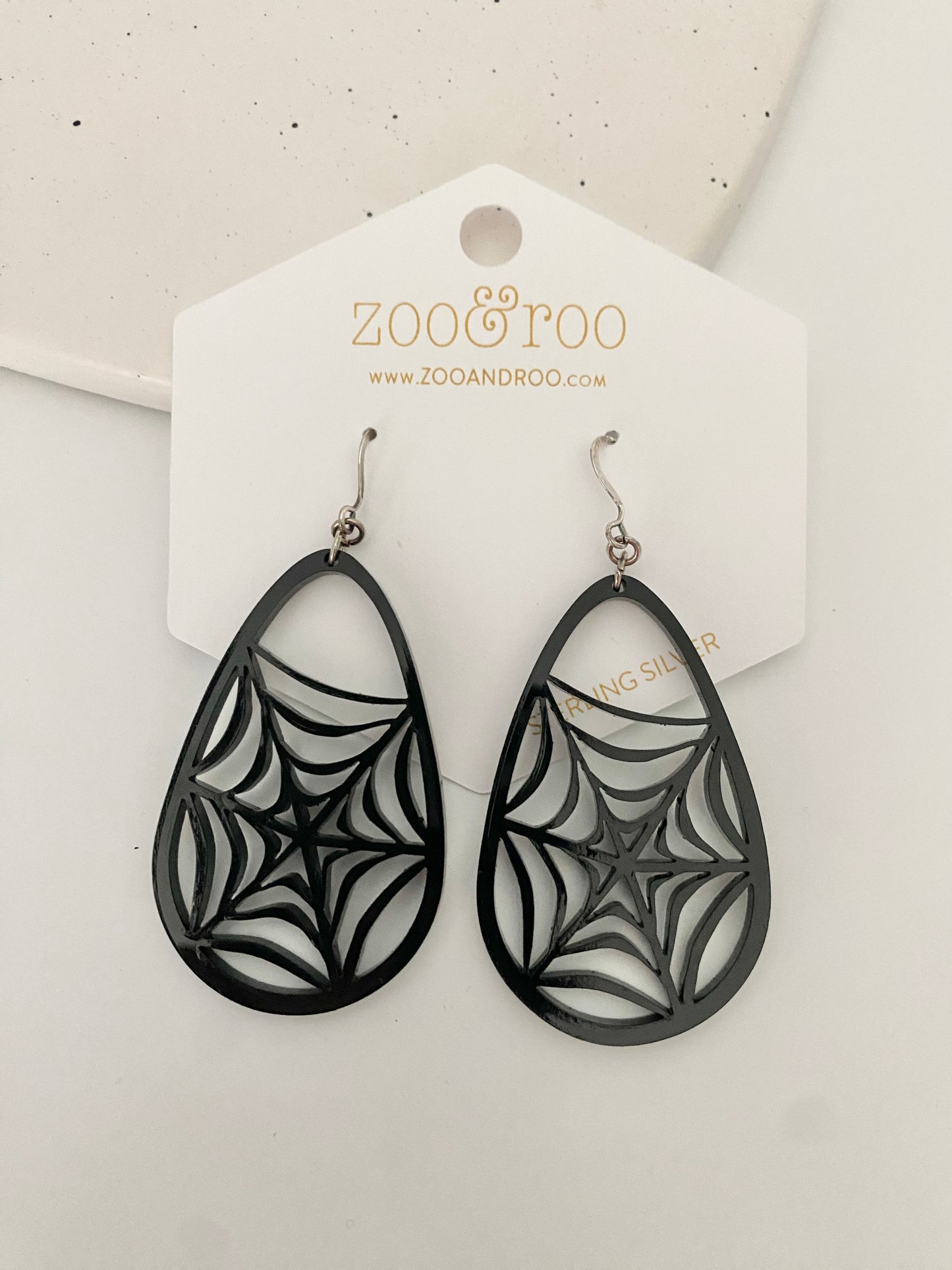 Spiderweb teardrop earrings