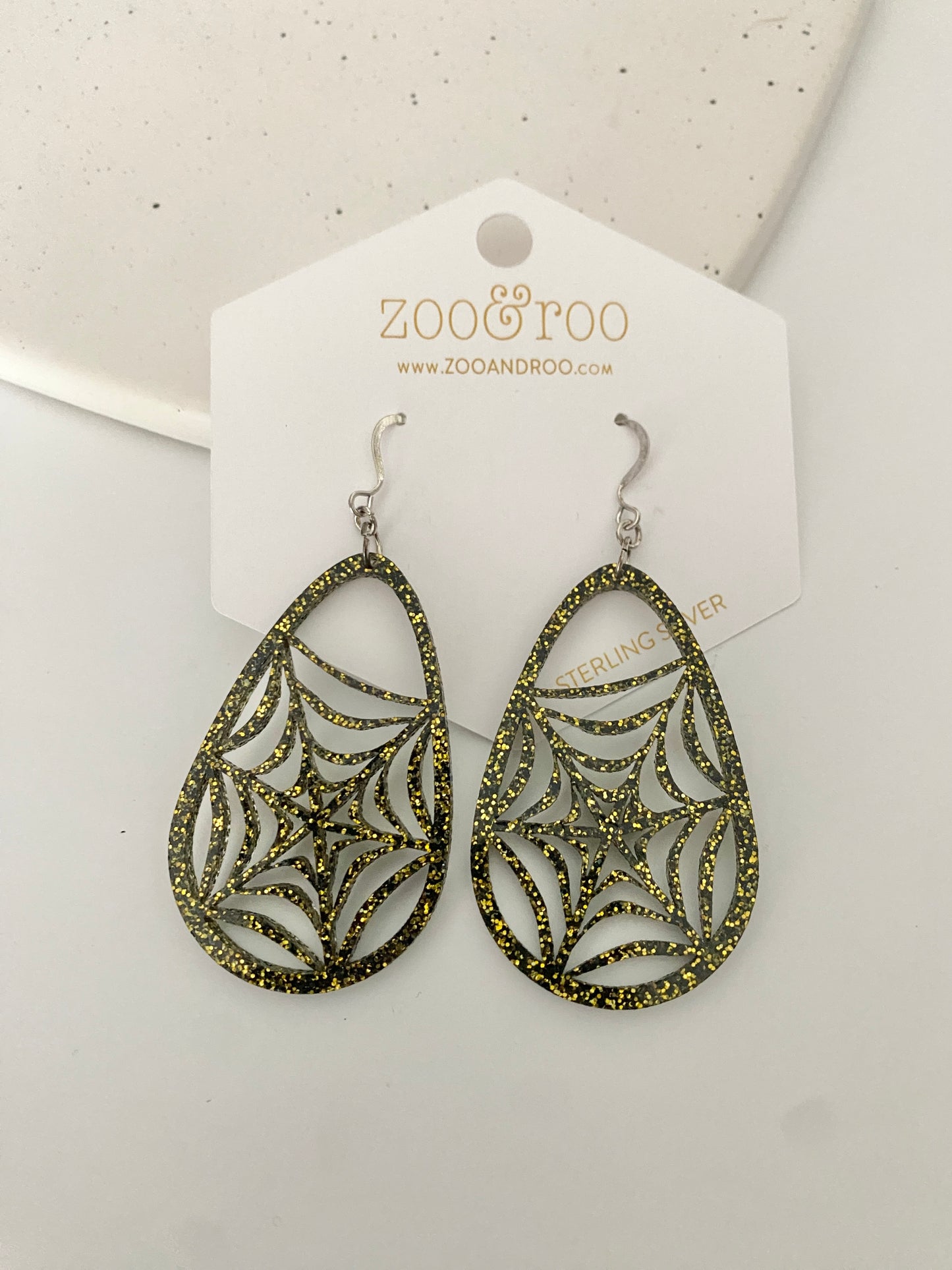 Spiderweb teardrop earrings