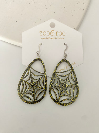 Spiderweb teardrop earrings