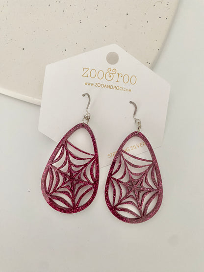 Spiderweb teardrop earrings