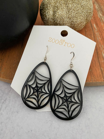 Spiderweb teardrop earrings